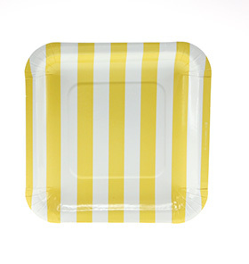 Square Sambellina Yellow Stripe Plates